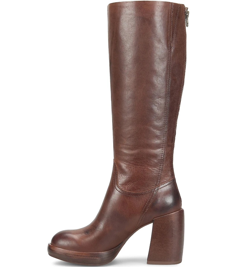 Kork-Ease Anny Leather Block Heel Platform Tall Boots