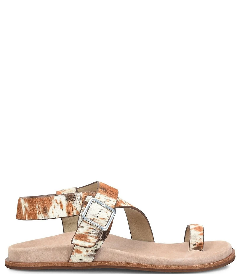 Kork-Ease Anya Calf Hair Toe Loop Ankle Wrap Flat Sandals