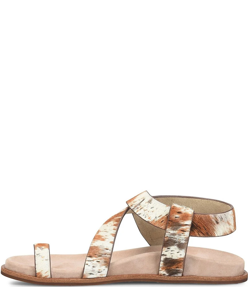 Kork-Ease Anya Calf Hair Toe Loop Ankle Wrap Flat Sandals