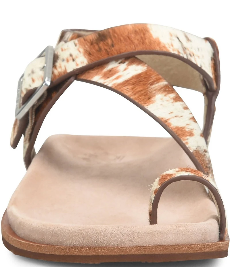 Kork-Ease Anya Calf Hair Toe Loop Ankle Wrap Flat Sandals