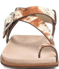 Kork-Ease Anya Calf Hair Toe Loop Ankle Wrap Flat Sandals