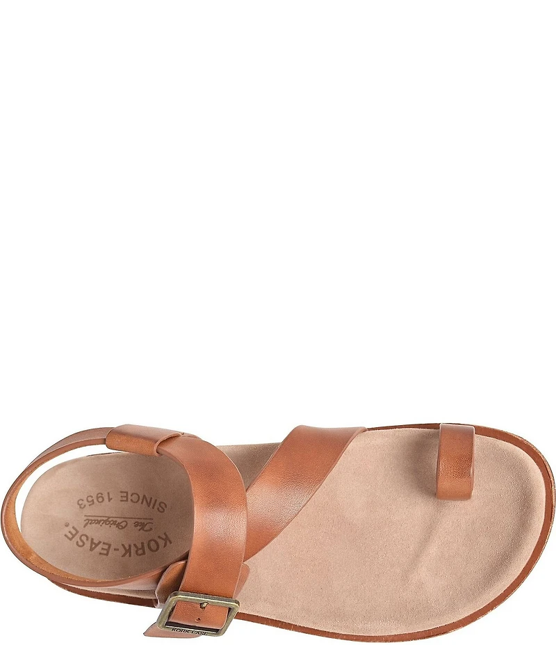 Kork-Ease Anya Leather Toe Loop Ankle Wrap Footbed Sandals