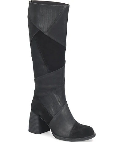 Kork-Ease Asbee Leather and Suede Patchwork Tall Boots