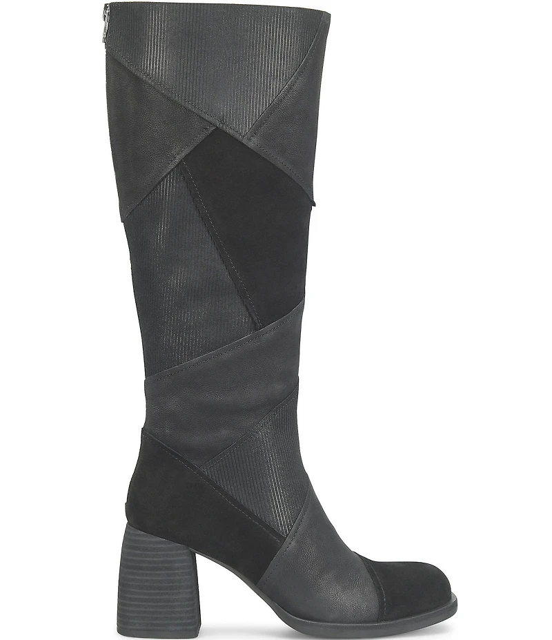 Kork-Ease Asbee Leather and Suede Patchwork Tall Boots