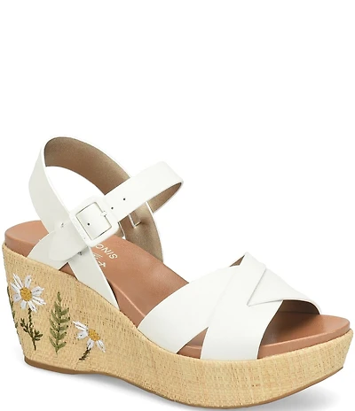 Kork-Ease Ava 2.0 Flower Leather Platform Wedge Sandals