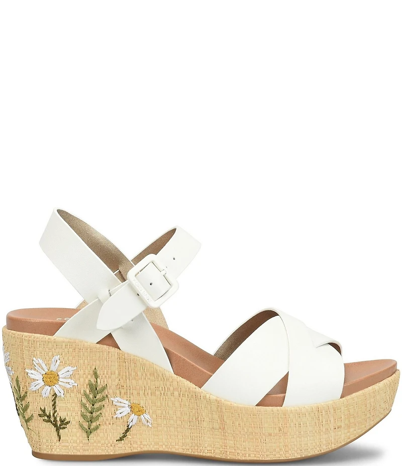 Kork-Ease Ava 2.0 Flower Leather Platform Wedge Sandals