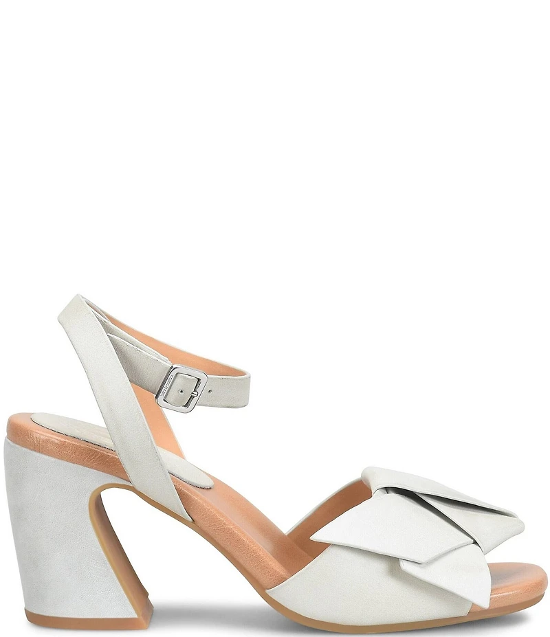 Kork-Ease Brooke Leather Bow Ankle Wrap Block Heel Sandals