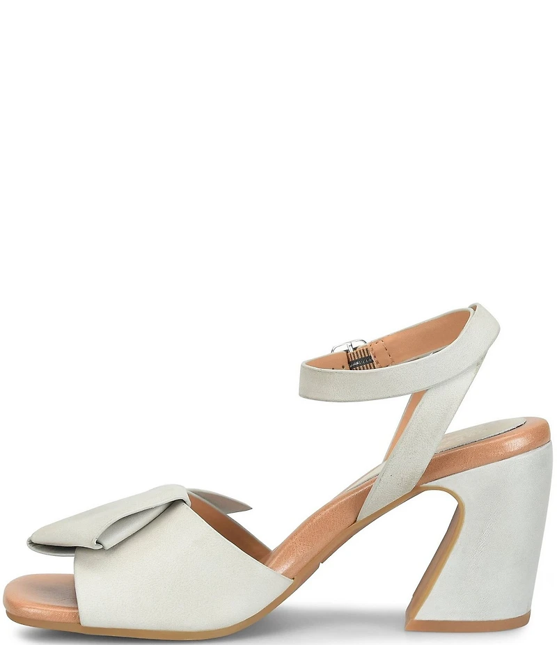Kork-Ease Brooke Leather Bow Ankle Wrap Block Heel Sandals
