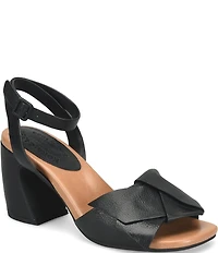 Kork-Ease Brooke Leather Bow Ankle Wrap Block Heel Sandals