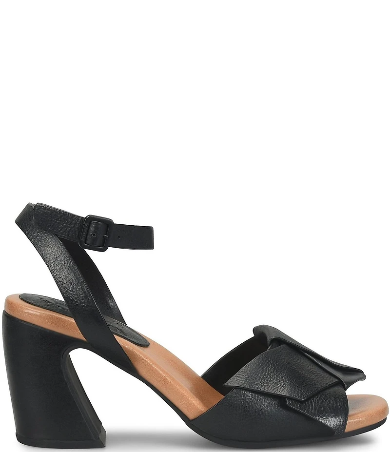 Kork-Ease Brooke Leather Bow Ankle Wrap Block Heel Sandals