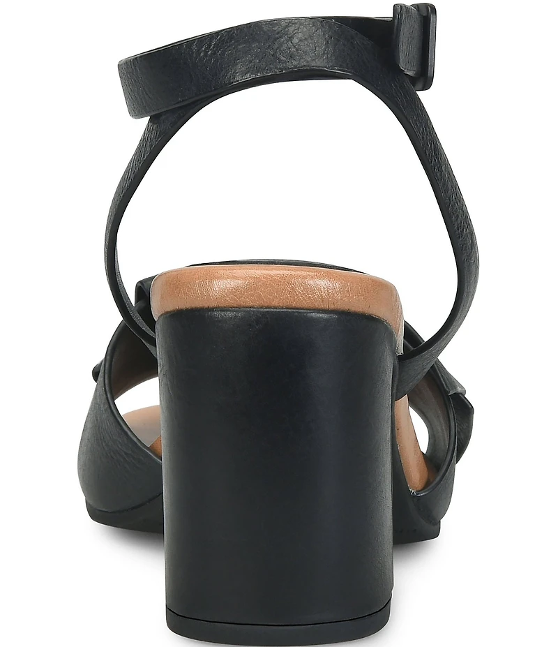 Kork-Ease Brooke Leather Bow Ankle Wrap Block Heel Sandals