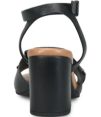 Kork-Ease Brooke Leather Bow Ankle Wrap Block Heel Sandals