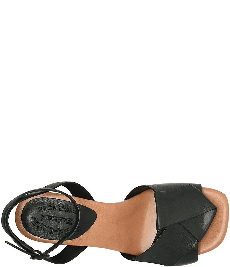 Kork-Ease Brooke Leather Bow Ankle Wrap Block Heel Sandals