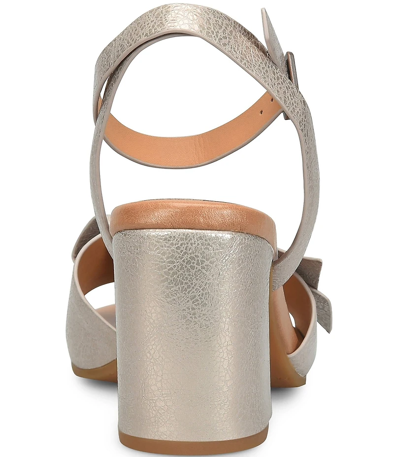 Kork-Ease Brooke Leather Bow Ankle Wrap Block Heel Sandals