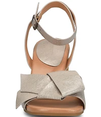 Kork-Ease Brooke Leather Bow Ankle Wrap Block Heel Sandals