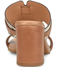 Kork-Ease Brynn Cow Print Haircalf and Leather Block Heel Slide Sandals