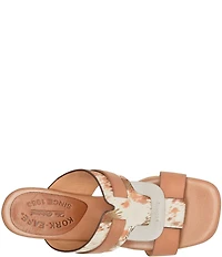 Kork-Ease Brynn Cow Print Haircalf and Leather Block Heel Slide Sandals
