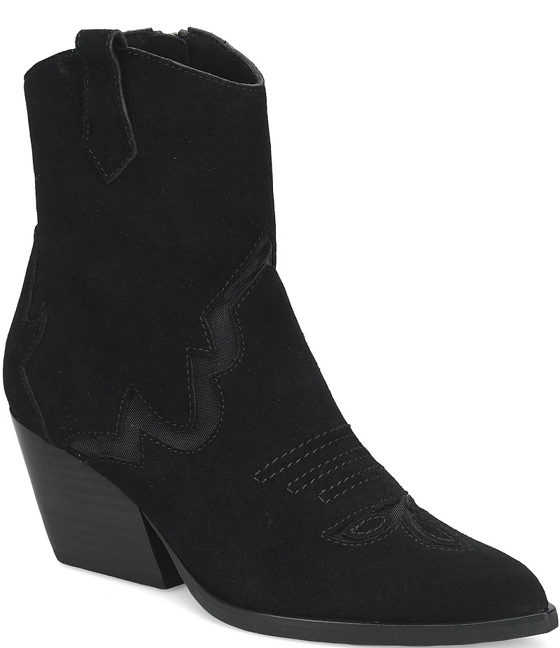 Kork-Ease Dallas Suede Mesh Inset Pointed Toe Western Booties