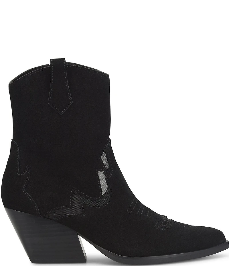 Kork-Ease Dallas Suede Mesh Inset Pointed Toe Western Booties