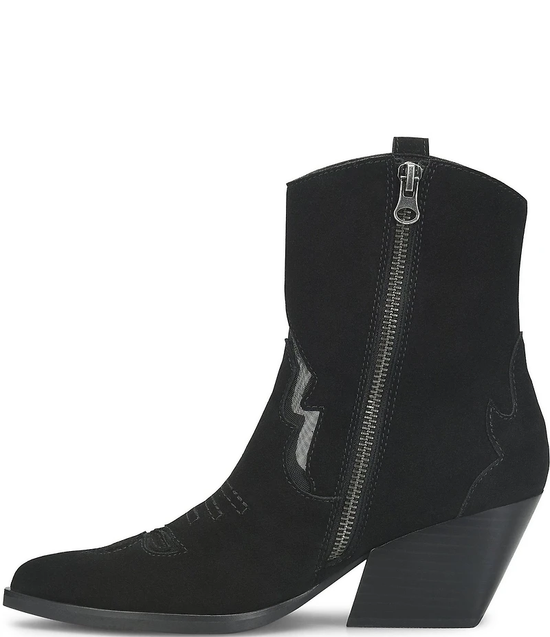 Kork-Ease Dallas Suede Mesh Inset Pointed Toe Western Booties