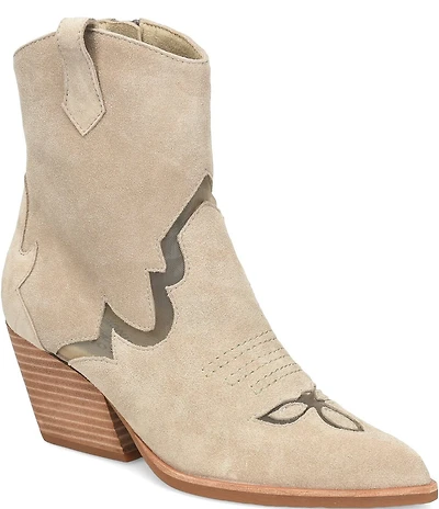 Kork-Ease Dallas Suede Mesh Inset Pointed Toe Western Booties