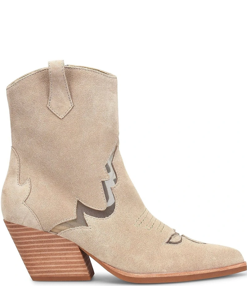 Kork-Ease Dallas Suede Mesh Inset Pointed Toe Western Booties