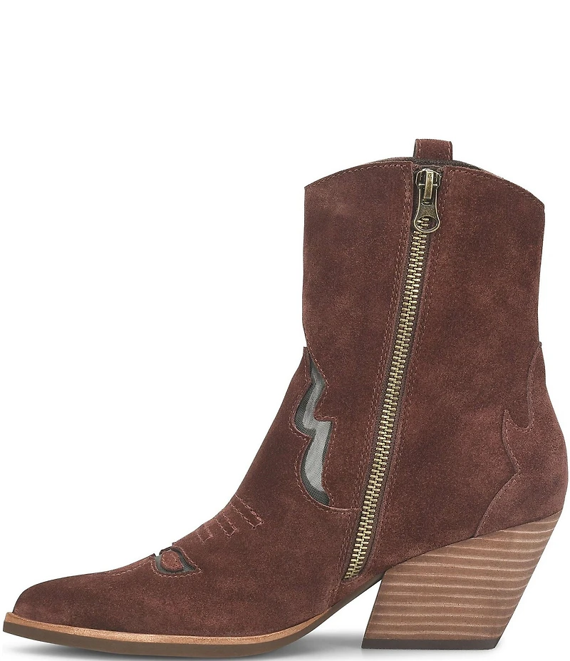 Kork-Ease Dallas Suede Mesh Inset Pointed Toe Western Booties