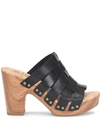 Kork-Ease Devan Woven Studded Leather Platform Slide Sandals