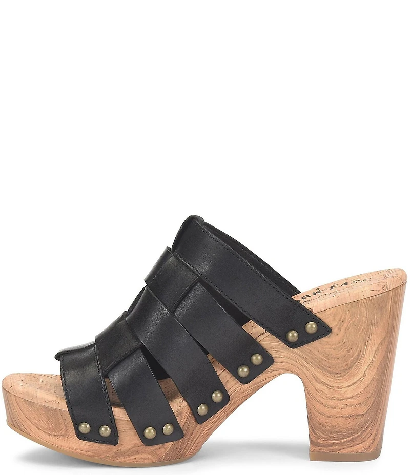 Kork-Ease Devan Woven Studded Leather Platform Slide Sandals