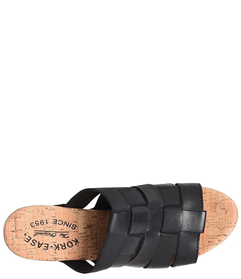 Kork-Ease Devan Woven Studded Leather Platform Slide Sandals