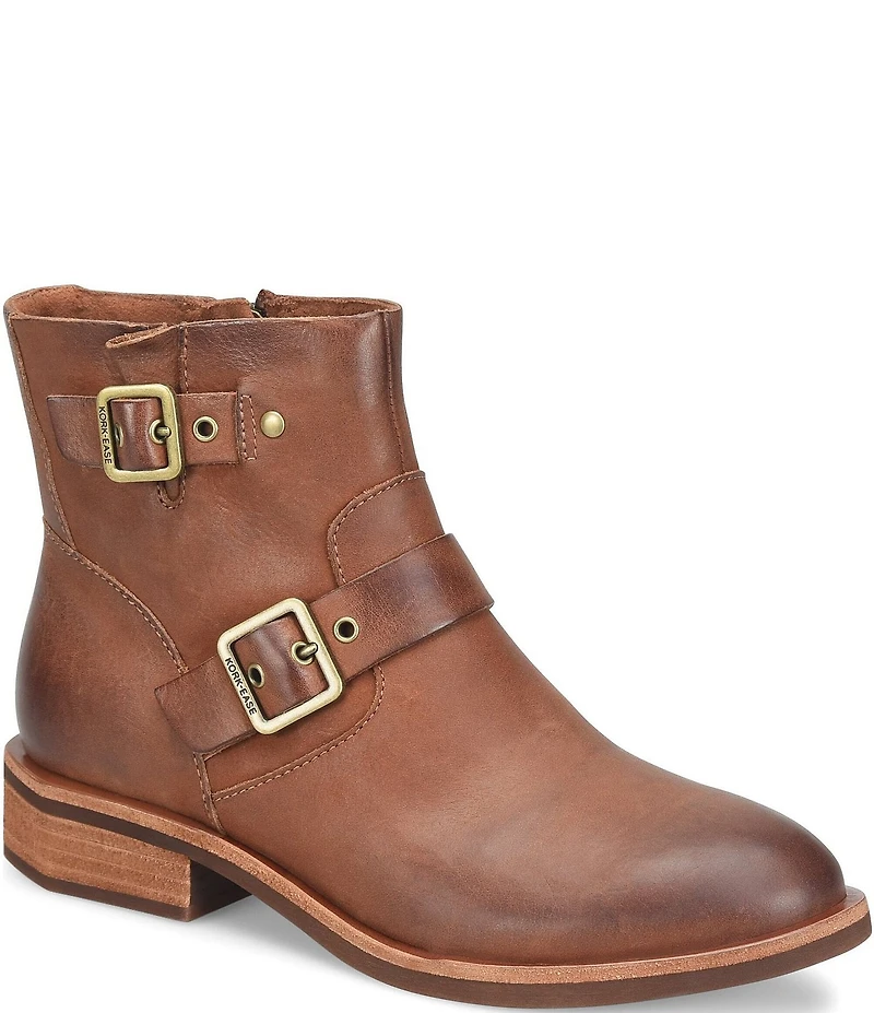 Kork-Ease Ellinor Leather Buckle Hardware Moto Booties
