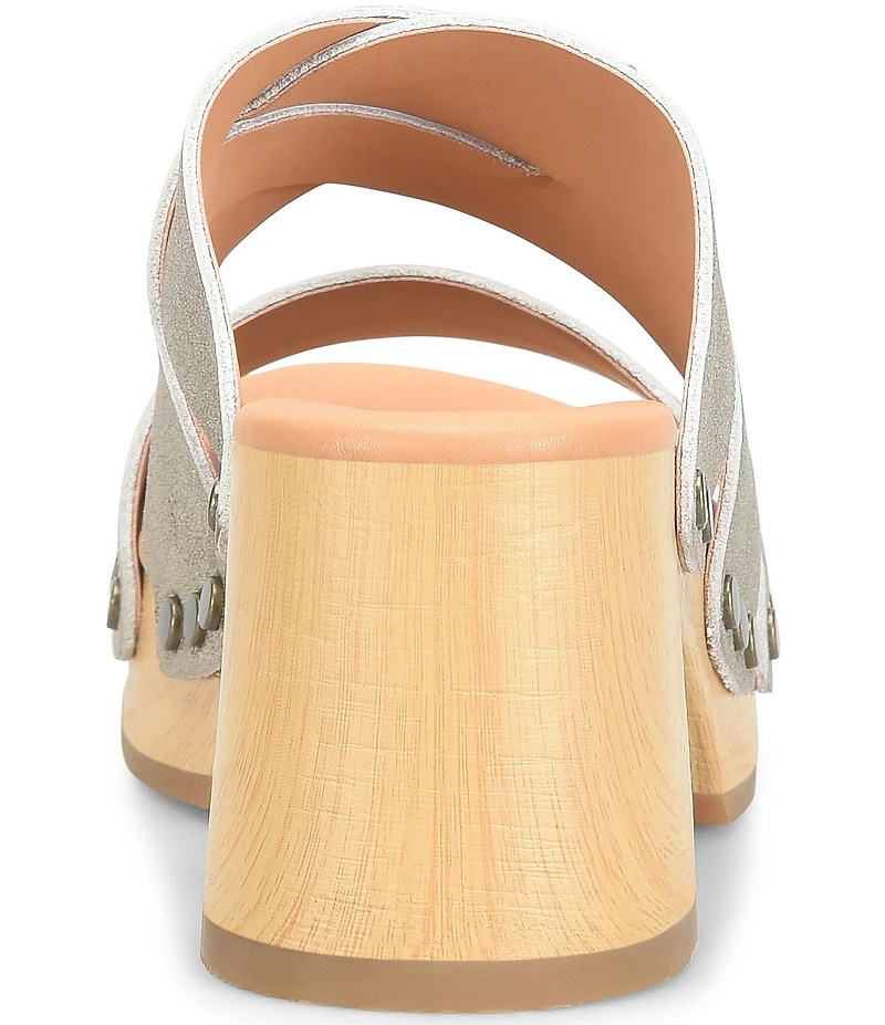 Kork-Ease Emersen Banded Studded Leather Block Heel Slip-On Sandals