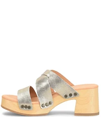 Kork-Ease Emersen Banded Studded Leather Block Heel Slip-On Sandals