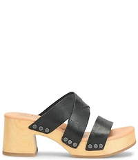 Kork-Ease Emersen Banded Studded Leather Block Heel Slip-On Sandals
