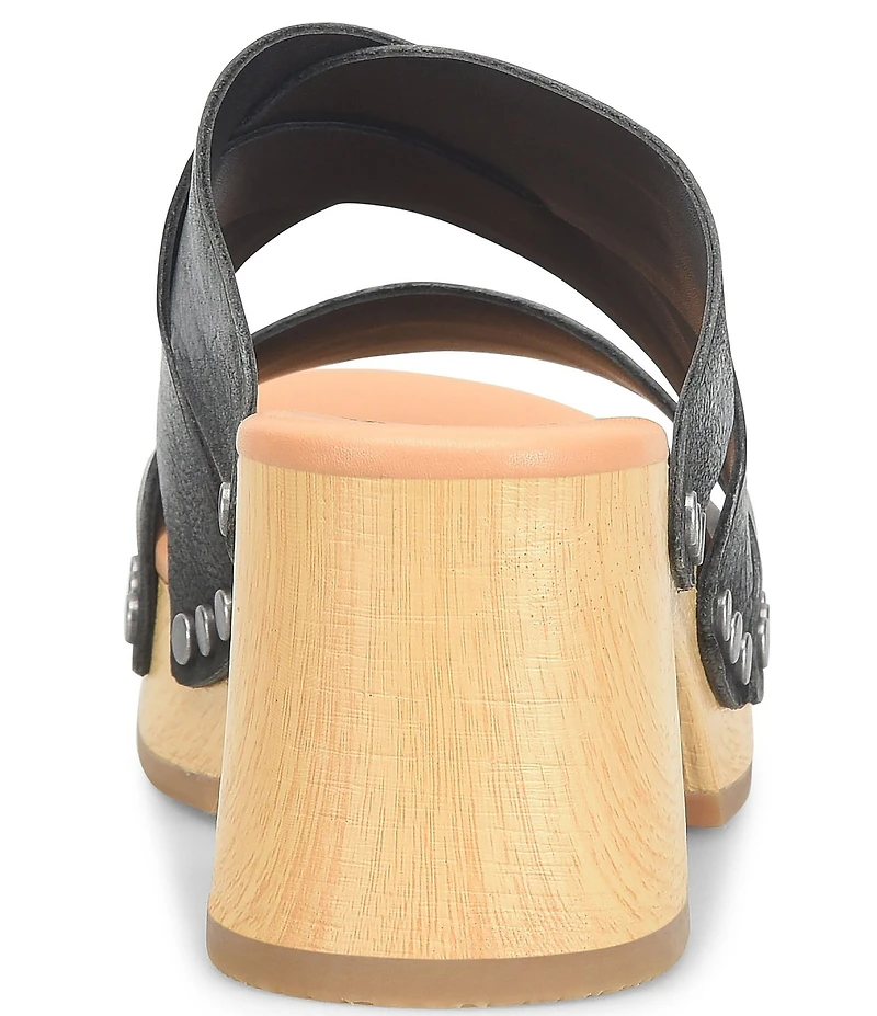 Kork-Ease Emersen Banded Studded Leather Block Heel Slip-On Sandals