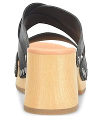Kork-Ease Emersen Banded Studded Leather Block Heel Slip-On Sandals