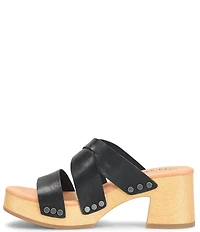 Kork-Ease Emersen Banded Studded Leather Block Heel Slip-On Sandals