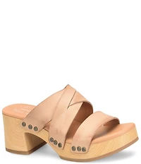 Kork-Ease Emersen Banded Studded Leather Block Heel Slip-On Sandals