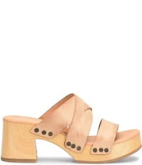 Kork-Ease Emersen Banded Studded Leather Block Heel Slip-On Sandals