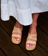 Kork-Ease Emersen Banded Studded Leather Block Heel Slip-On Sandals