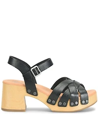 Kork-Ease Ester Strappy Studded Leather Ankle Strap Block Heel Sandals