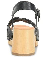 Kork-Ease Ester Strappy Studded Leather Ankle Strap Block Heel Sandals