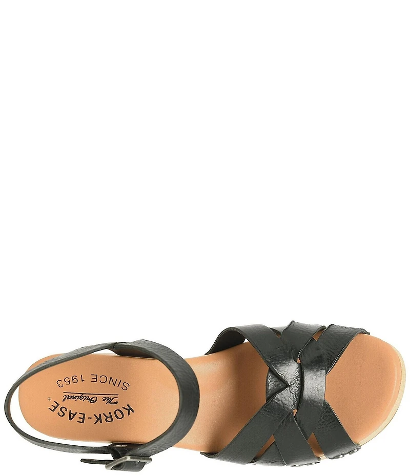 Kork-Ease Ester Strappy Studded Leather Ankle Strap Block Heel Sandals