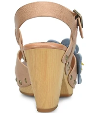 Kork-Ease Garden Off White Floral Leather Block Heel Sandals