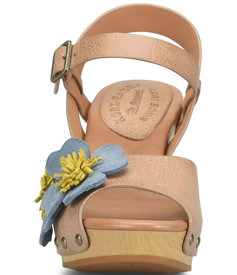 Kork-Ease Garden Off White Floral Leather Block Heel Sandals