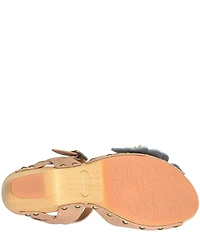 Kork-Ease Garden Off White Floral Leather Block Heel Sandals