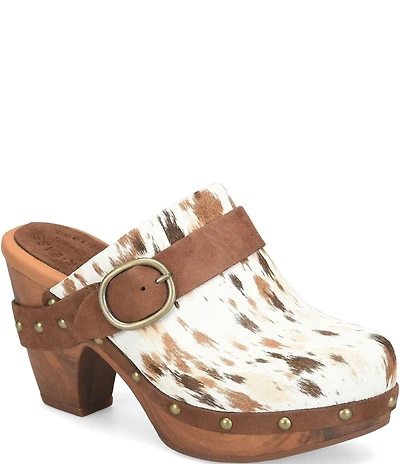 Kork-Ease Gemini Animal Printed Calf Hair Studded Mule Clogs