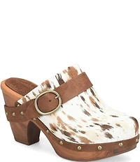 Kork-Ease Gemini Animal Printed Calf Hair Studded Mule Clogs