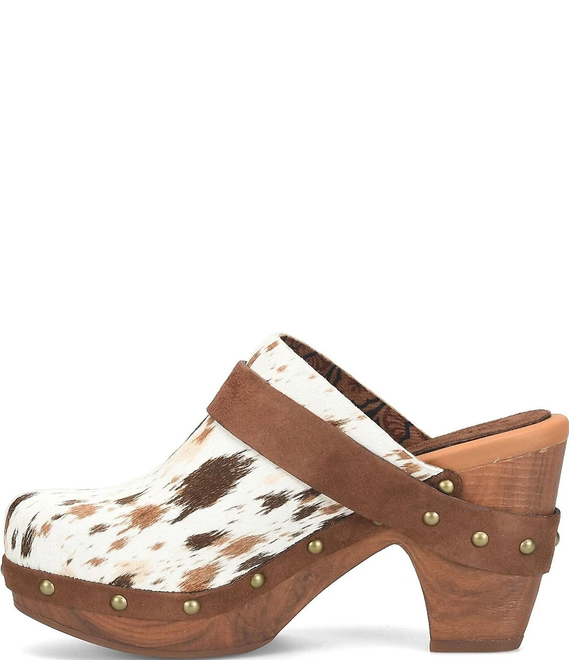 Kork-Ease Gemini Animal Printed Calf Hair Studded Mule Clogs