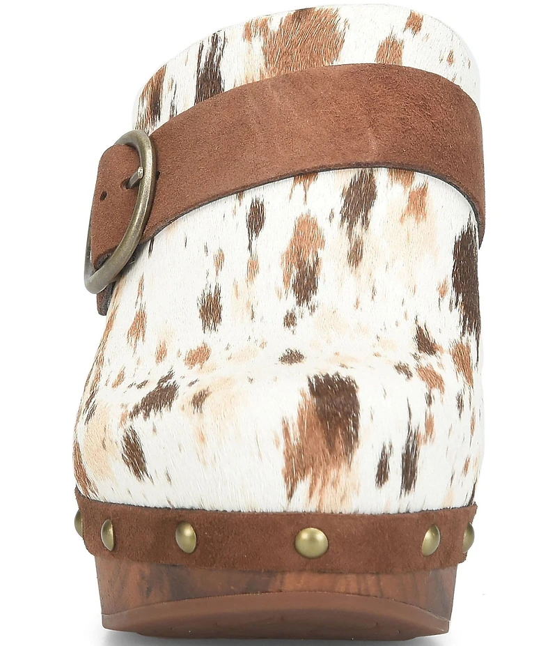 Kork-Ease Gemini Animal Printed Calf Hair Studded Mule Clogs